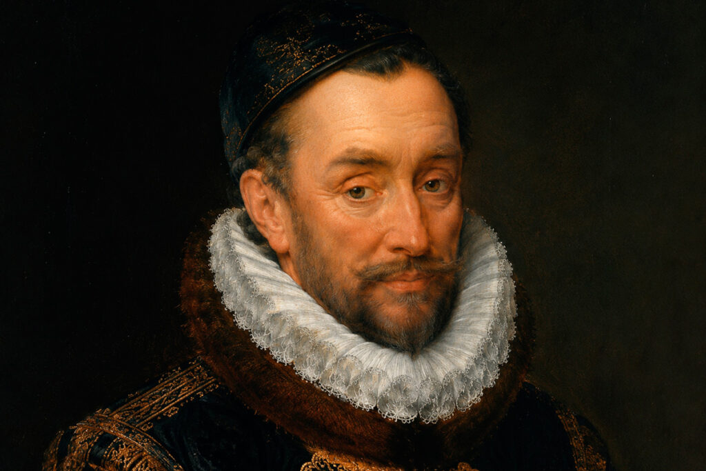 Retrato histórico de Guillermo de Orange, líder de la revuelta neerlandesa contra el dominio español en el siglo XVI.